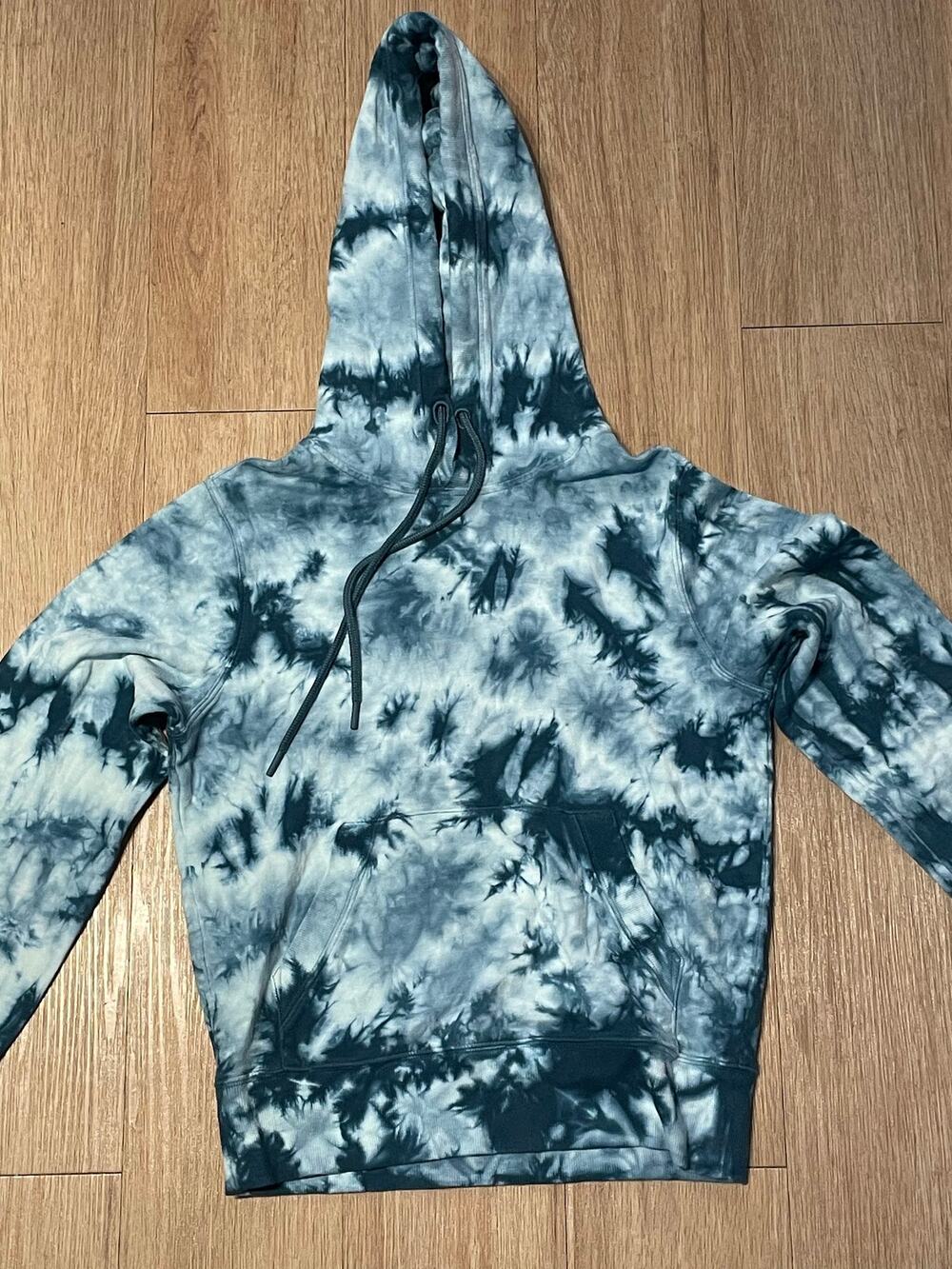 Athleta Tie-Dye Hoodie Sweatshirt Blue Gray Cloud Print Women's Size XS Soft